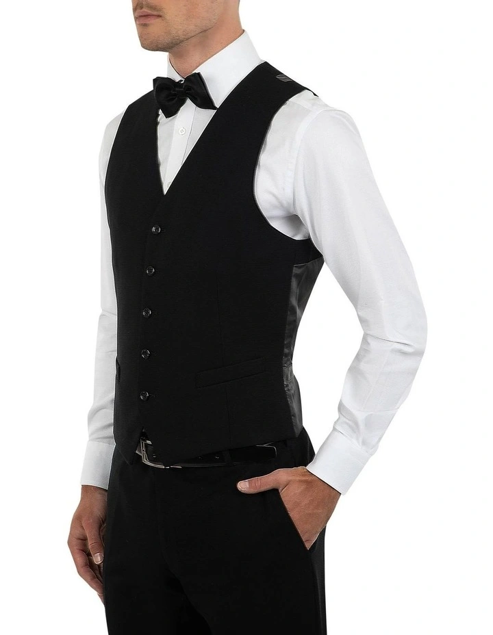 Tailored Fit Silvio Black Wool Vest FCK410