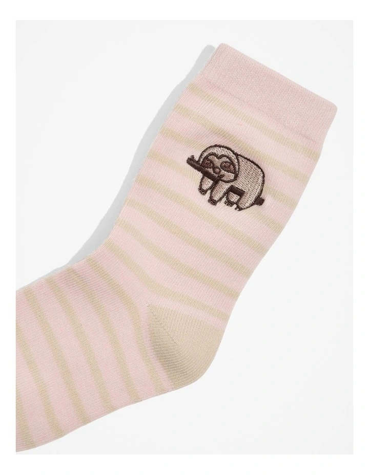 Organically Grown Cotton Blend Sloth Sock in Mineral Pink