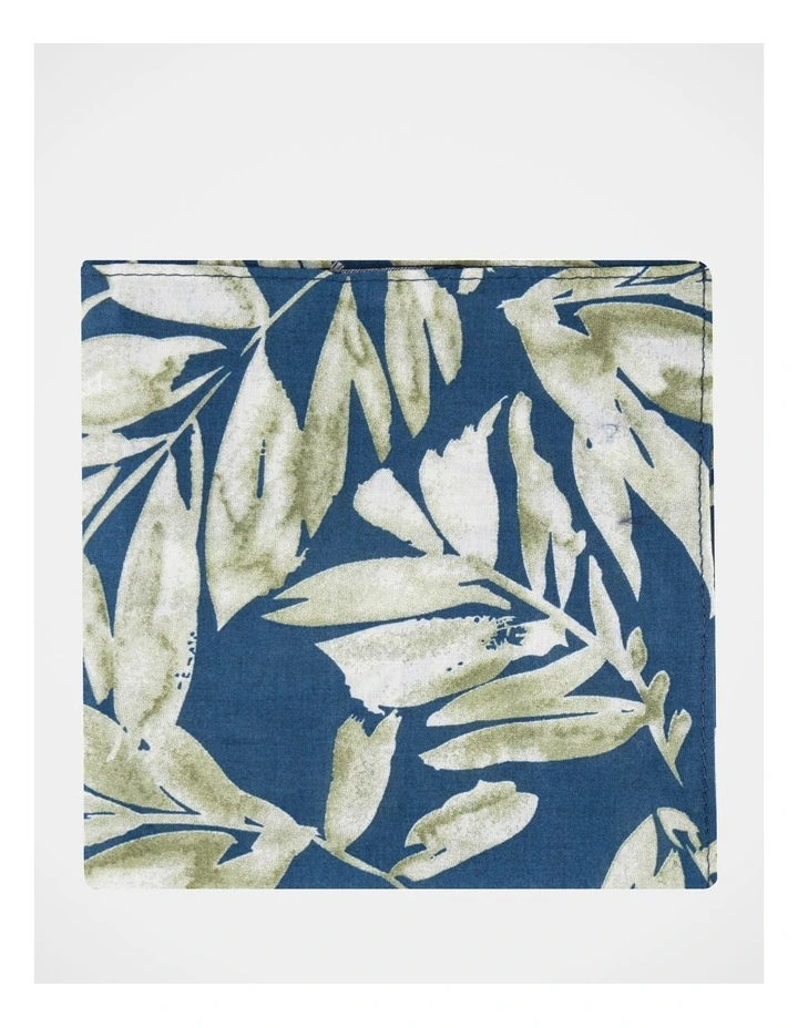 Palm Cotton Pocket Square in Navy