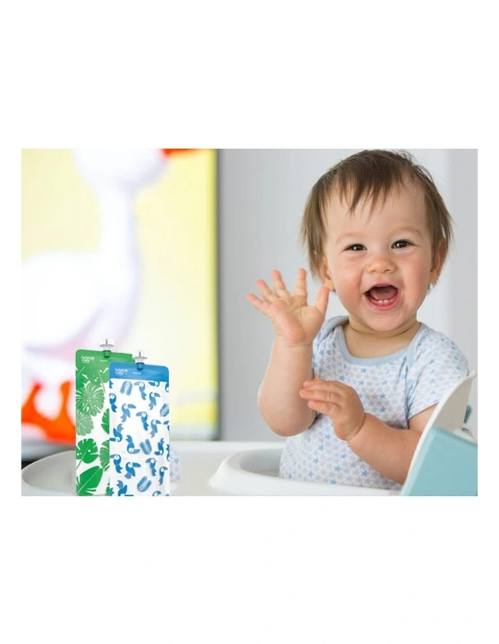 On The Go Mini Food Pouches Toucan Blue & Rainforest Green 10 Pack