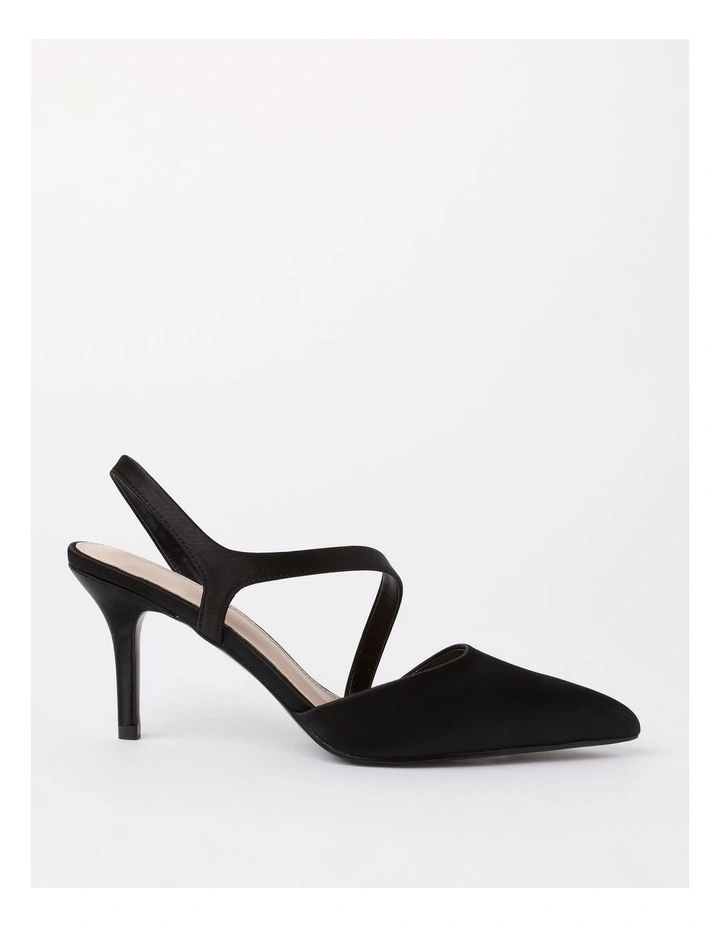 Daniella Heeled Shoe in Black Satin