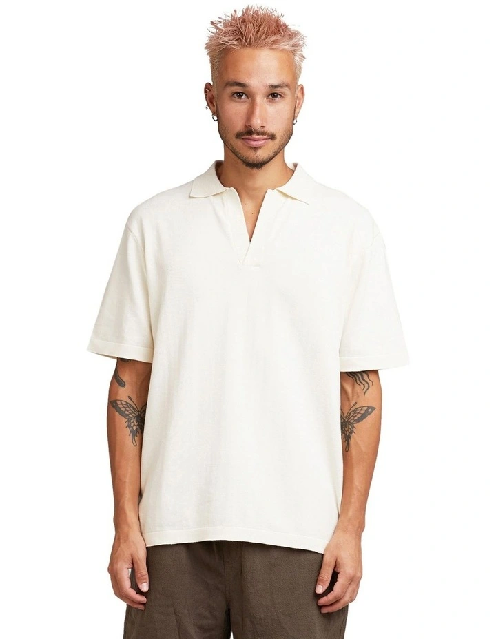 Knit Polo Shirt in Natural