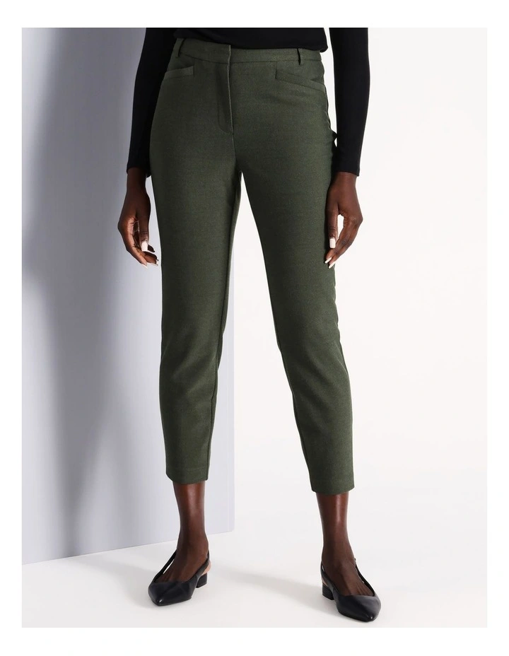 Recycled Poly Blend Slim Leg Pant in Khaki