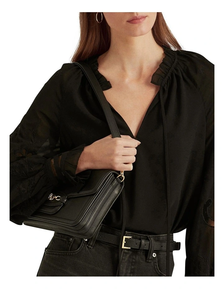 Sydnee 25 Flapover Shoulder Bag in Black