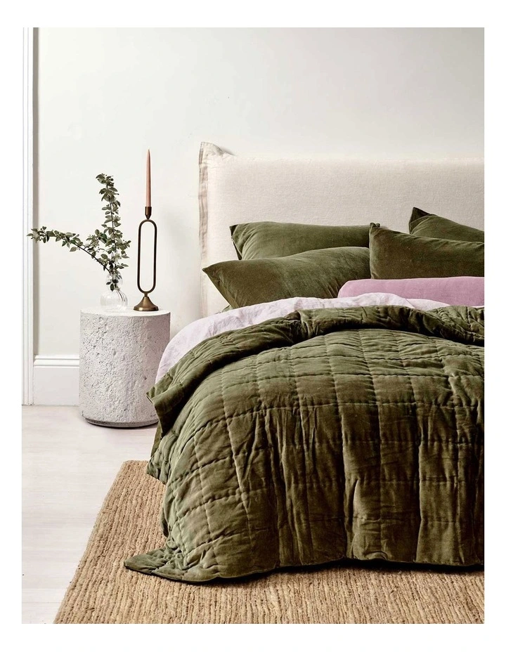 Luxury Velvet Coverlet in Caper