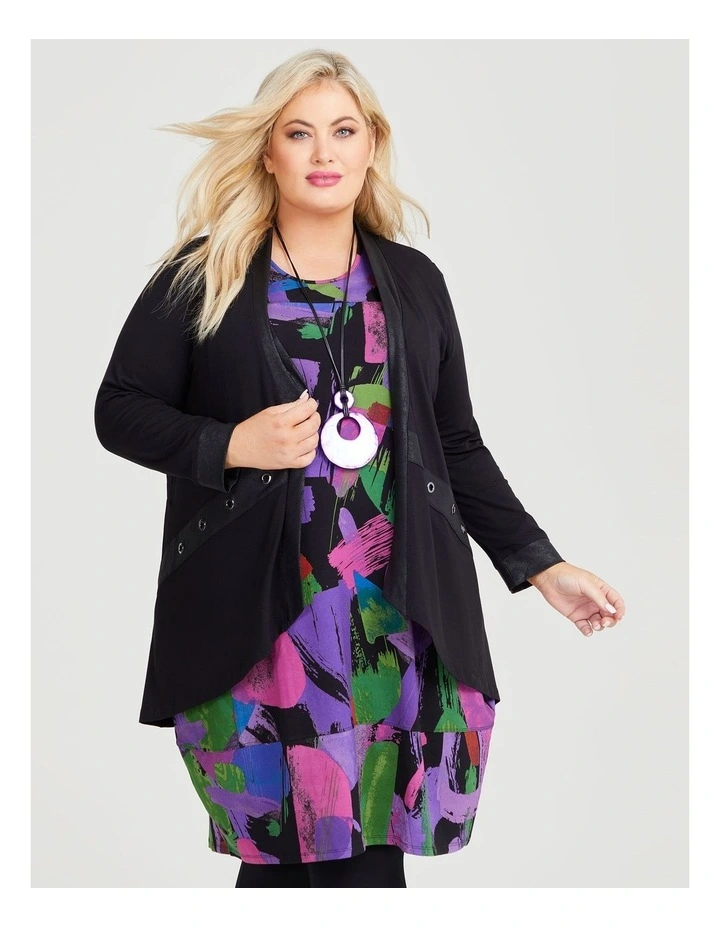 Eyelet Natural Cardigan in Black
