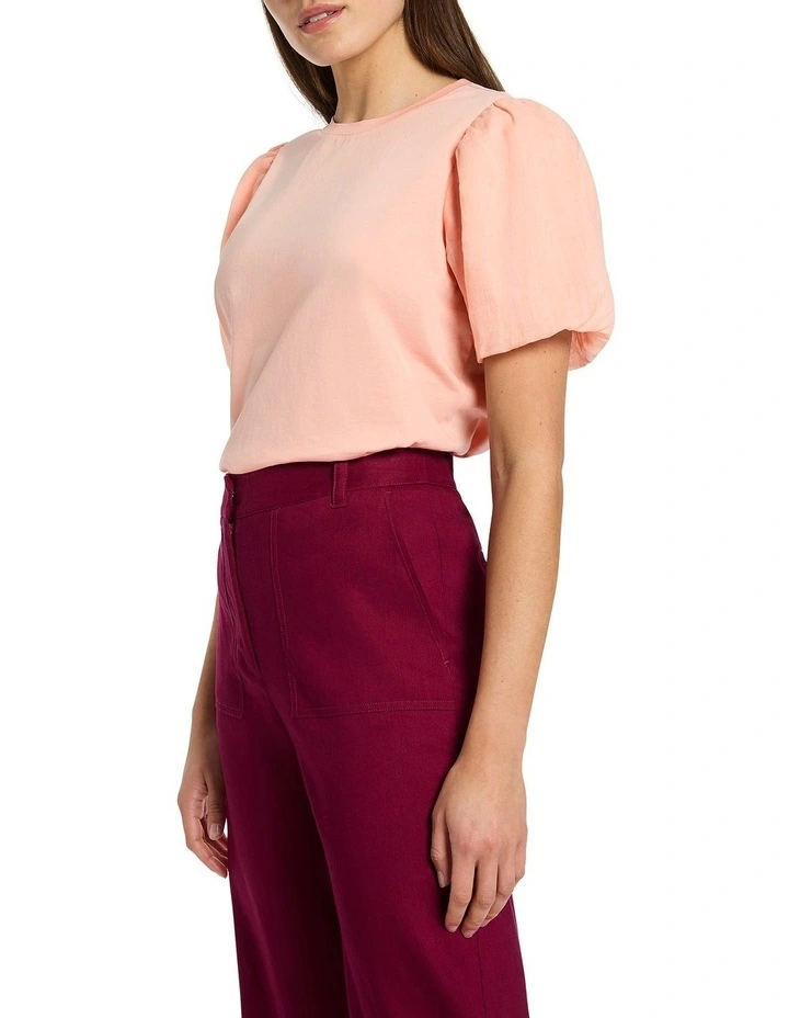 Hadie Puff Sleeve Tee in Champagne