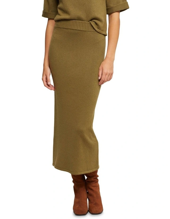 Nina Knitted Skirt in Khaki