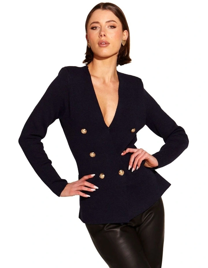 A Beverly Knit Blazer Cardigan in Black