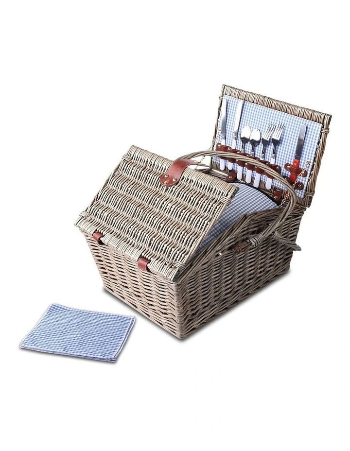 Deluxe 4 Person Picnic Basket in Brown