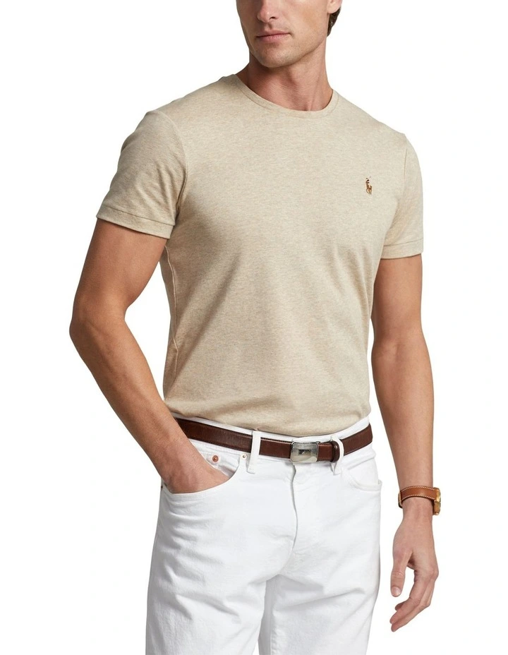 Custom Slim Fit Soft Cotton T-shirt in Beige