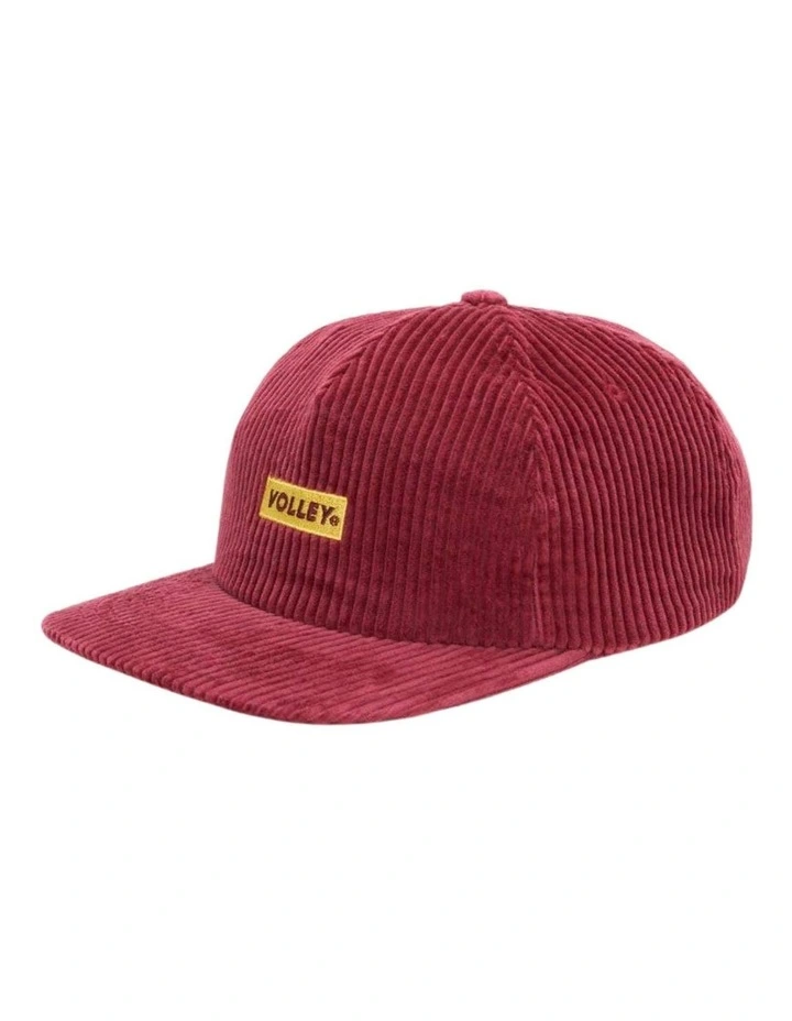 Volley Corduroy Hat Cord Fabric Cap in Burgudy