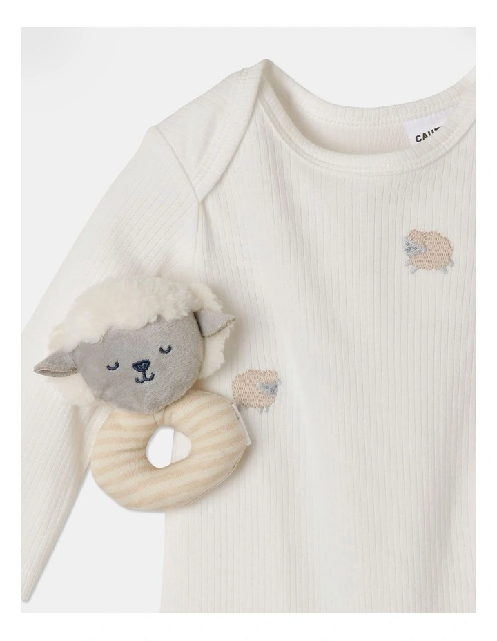 Rib Toy Coverall in Beige
