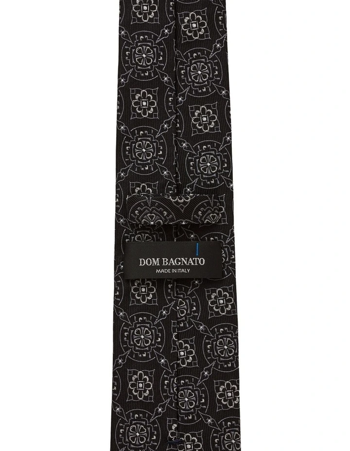 Mosaico Foulard Silk Tie in Black