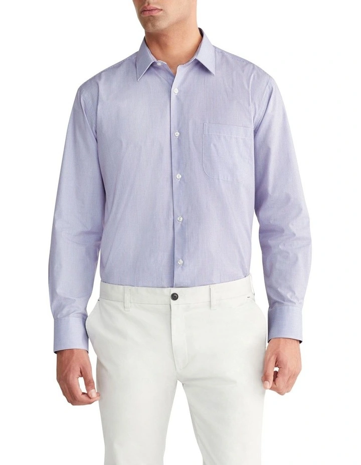 Classic 2 Colour Mini Check Shirt in Blue