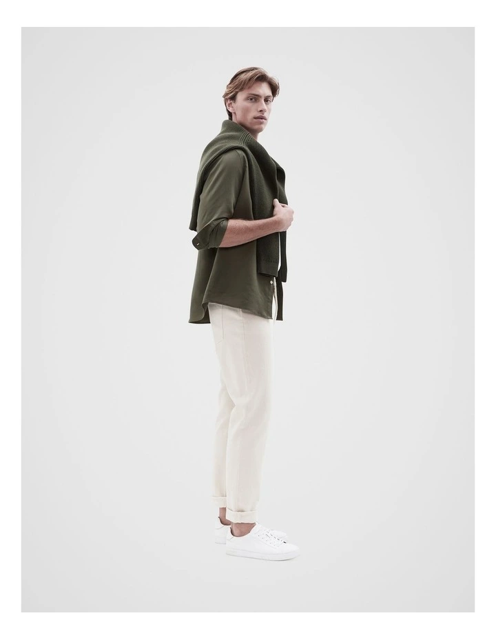 Lyocell Blend Long Sleeve Regular Fit in Khaki