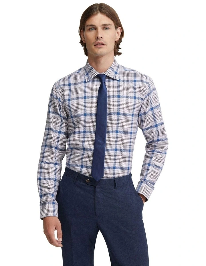 Islington Luxury Checked Shirt in Blue/Brown