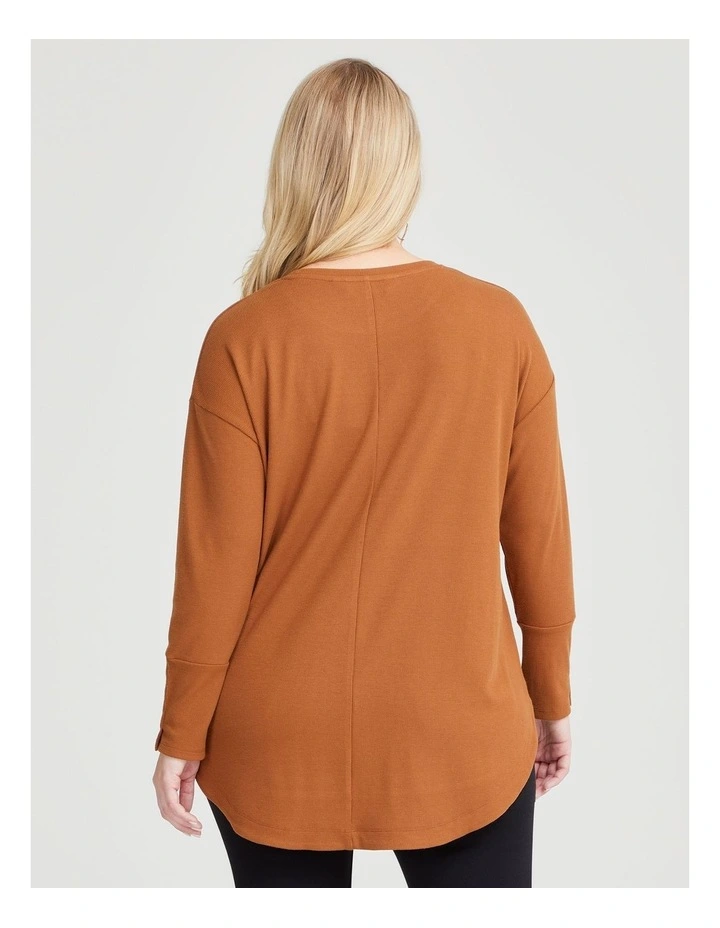 Rib Hi-lo Top in Caramel