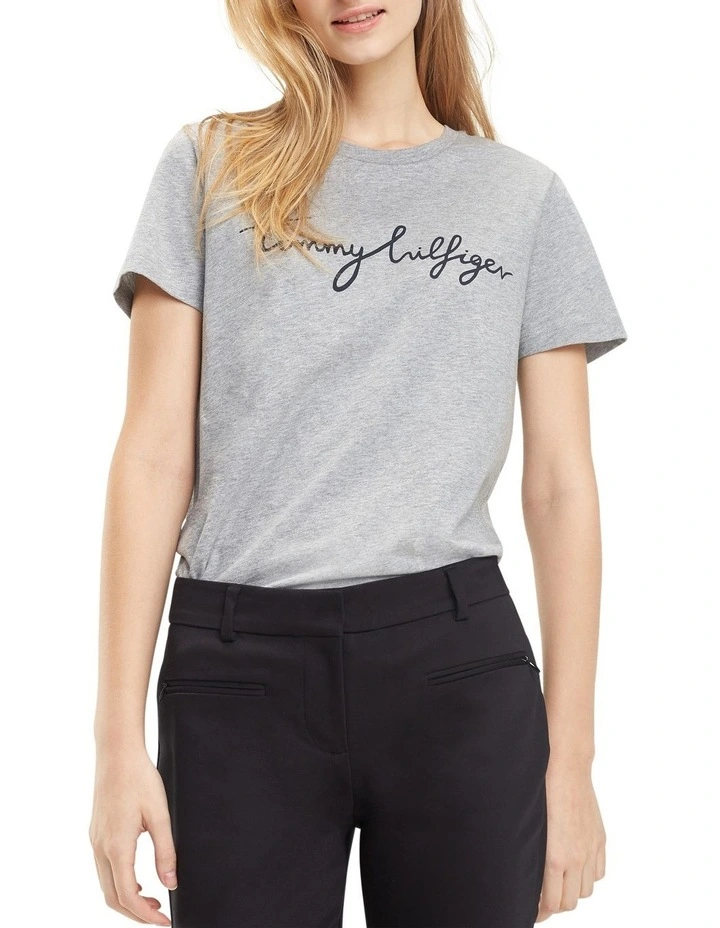 Crew Neck Graphic Tee in Grey