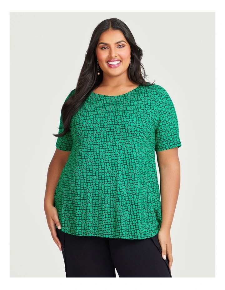 Natural Forever Top in Green Print