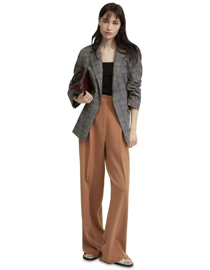 Avery Wool Blend Check Blazer in Camel Check