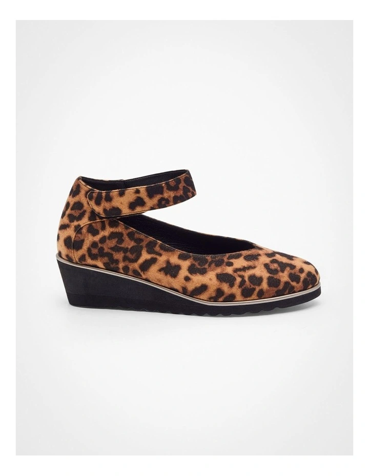 Wedge Ankle Strap Court Shoe in Animal Print