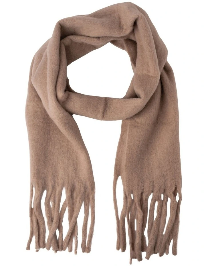 Tassel Winter Scarf in Taupe