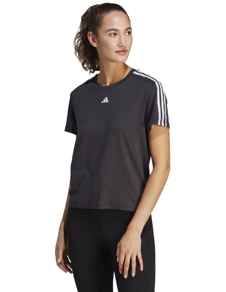 AEROREADY Train Essentials 3-Stripes T-Shirt in Black/White