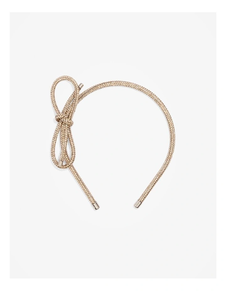 Crystal Bow Headband in Gold