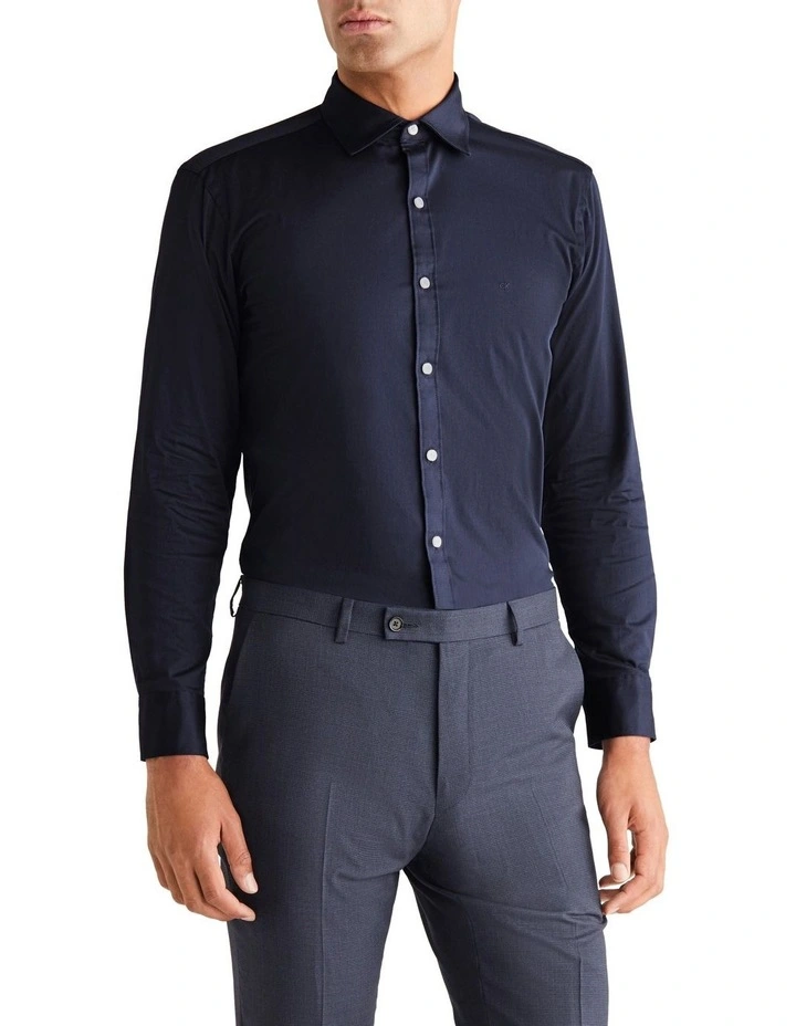 Slim Stretch Poplin Shirt in Indigo