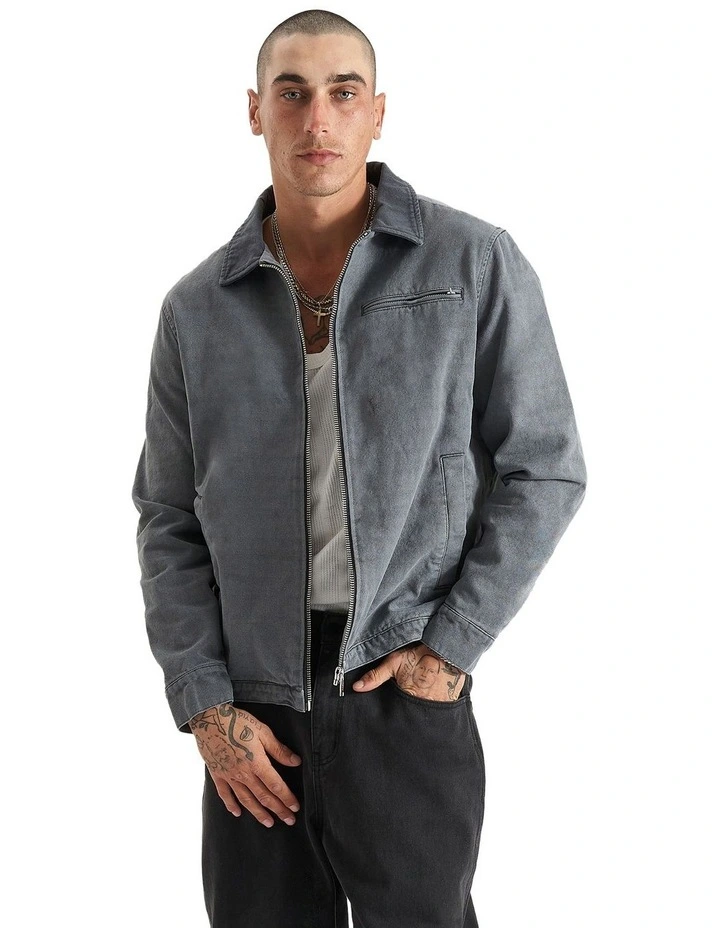 Ogmios Zipped Worker Jacket in Pigment Charcoal