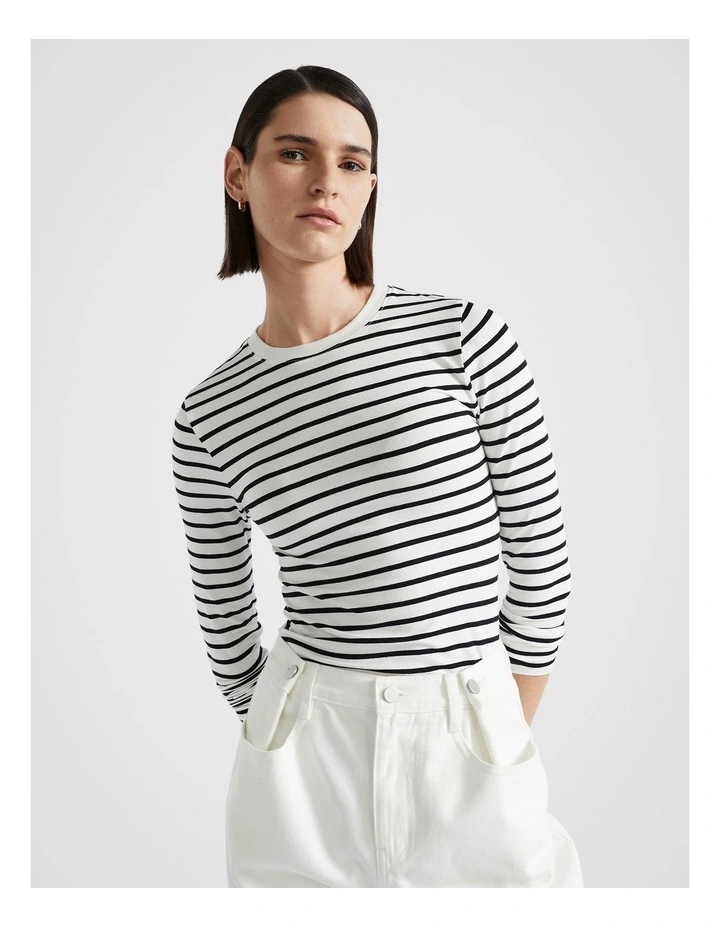 Stripe Long Sleeve Top in Cloud Cream Stripe