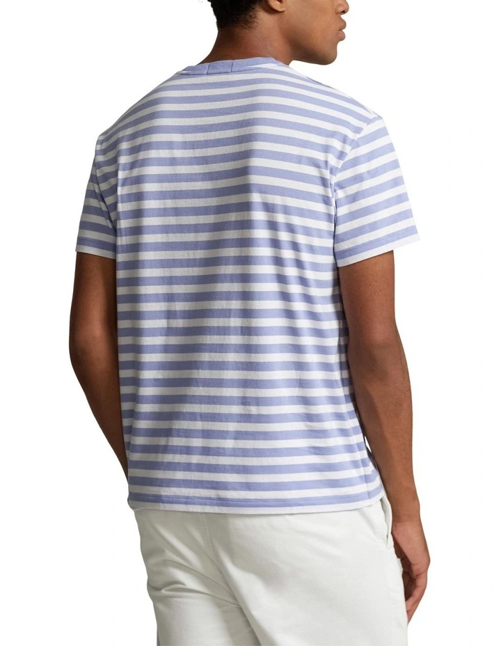 Custom Slim Fit Striped Jersey T-shirt in Blue