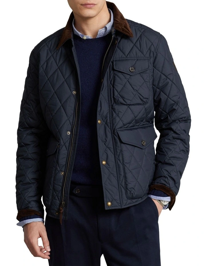 Water Repellent Quilted Jacket in Blue