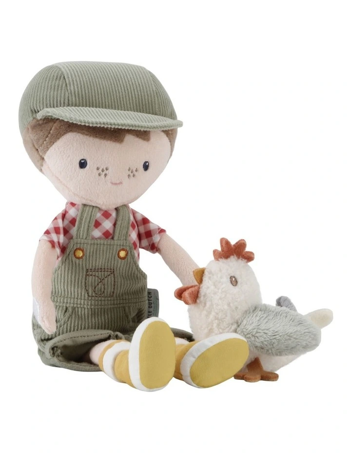 Cuddle Doll Farmer Jim with Chicken 35cm Plush Toy