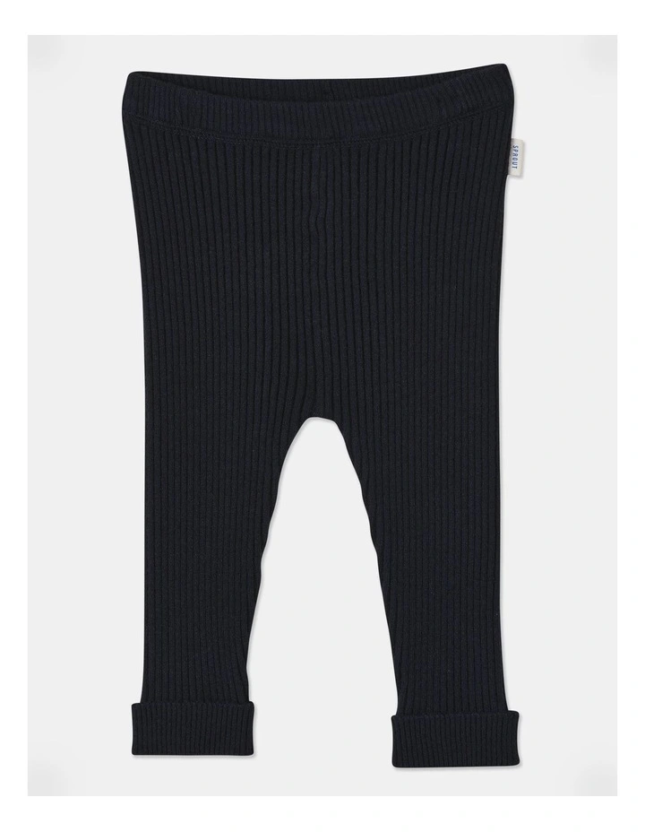 Essential Knit Rib Legging in Navy
