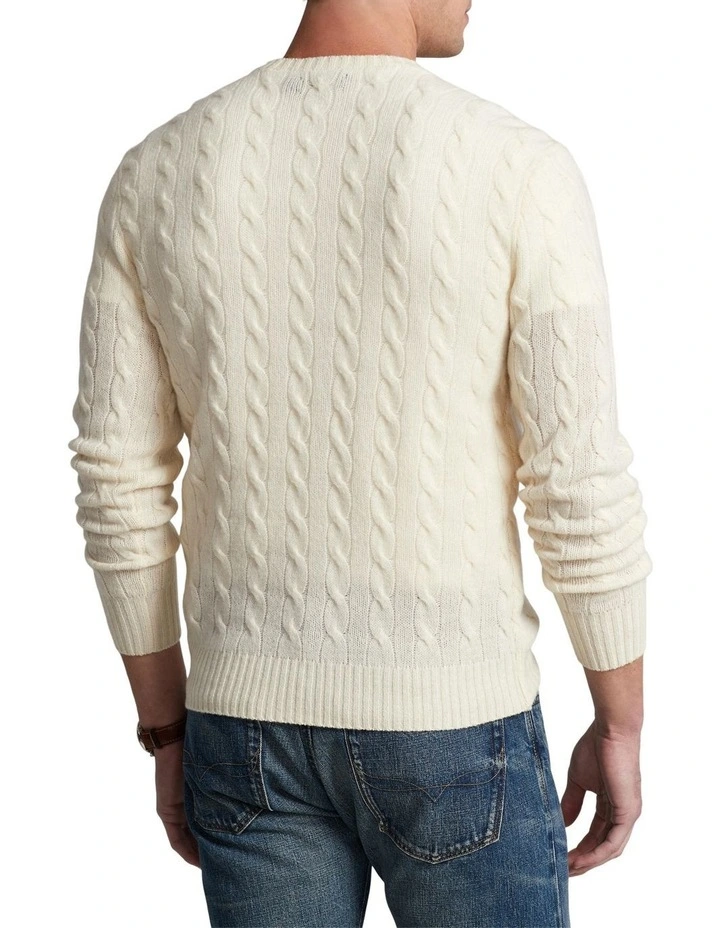 Cable-Knit Wool-Cashmere Sweater in Natural