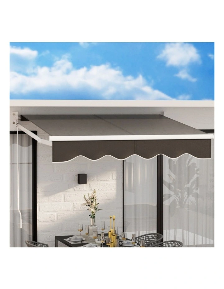 Retractable Folding Arm Awning Manual Sunshade 2Mx1.5M in Grey