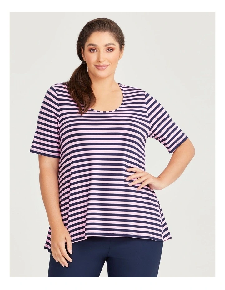 Natural Stripe Essential Top in Pink/Navy