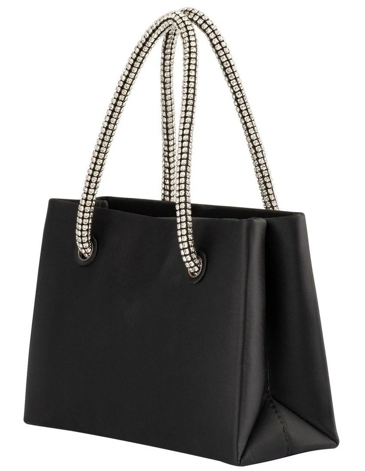 Allison Satin Top Handle Bag in Black