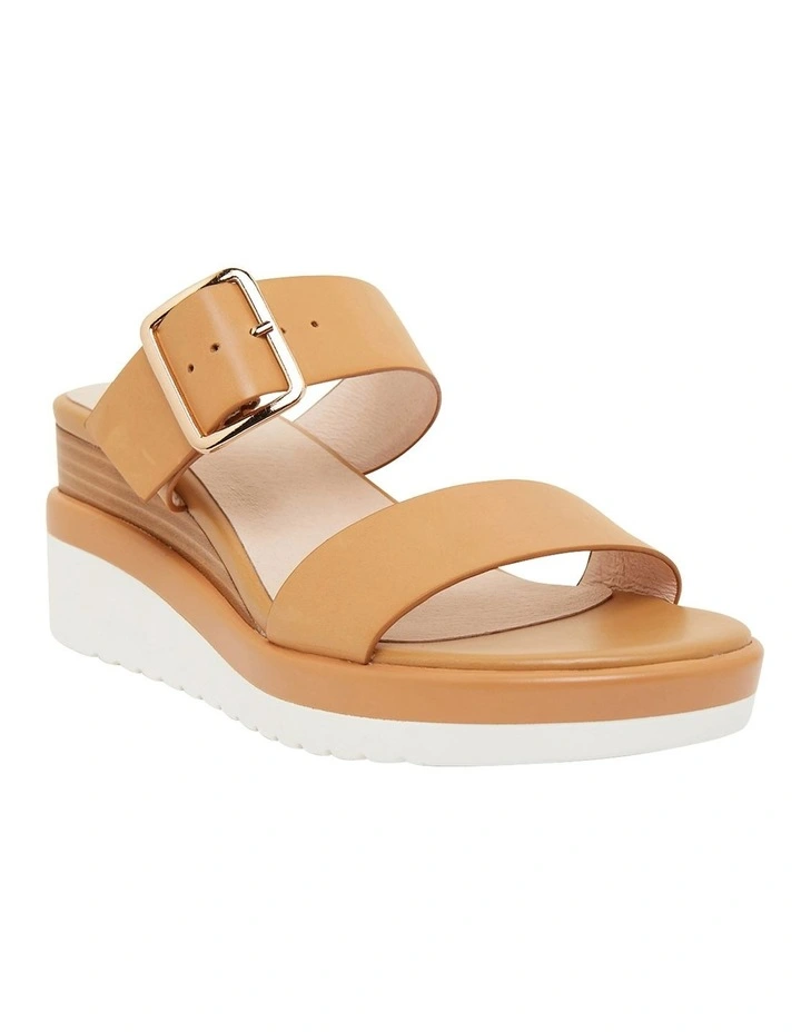 Indulge Wedge Sandals in Light Tan Leather
