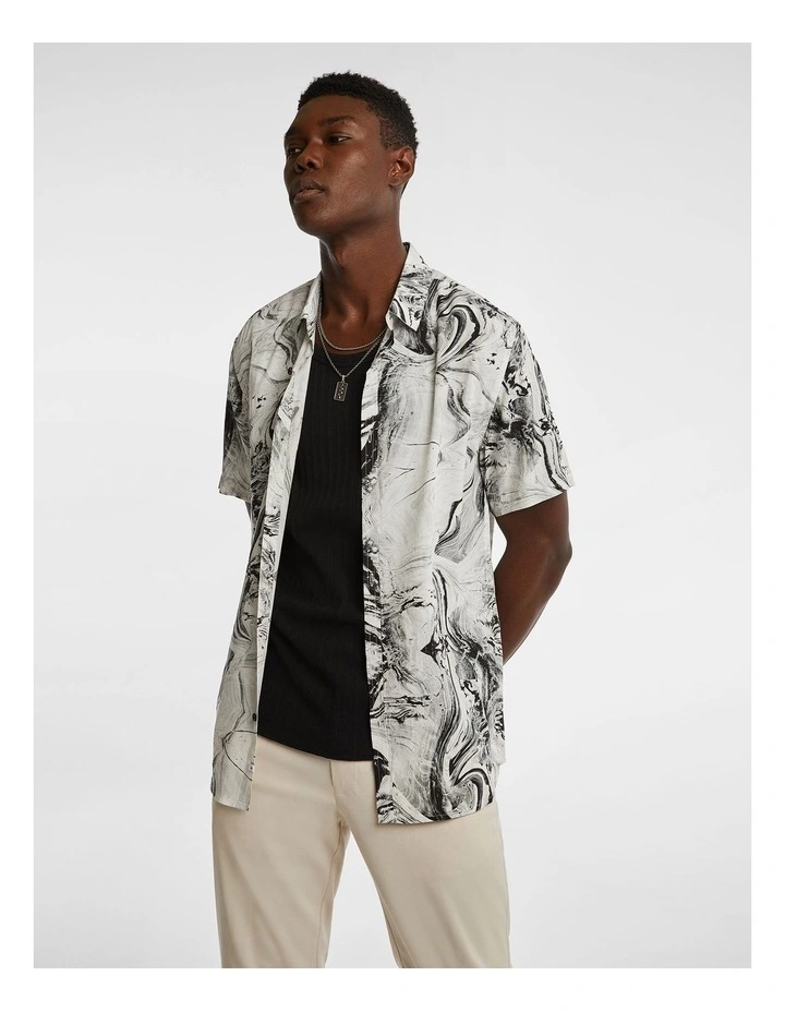 Ether Print Shirt in Black