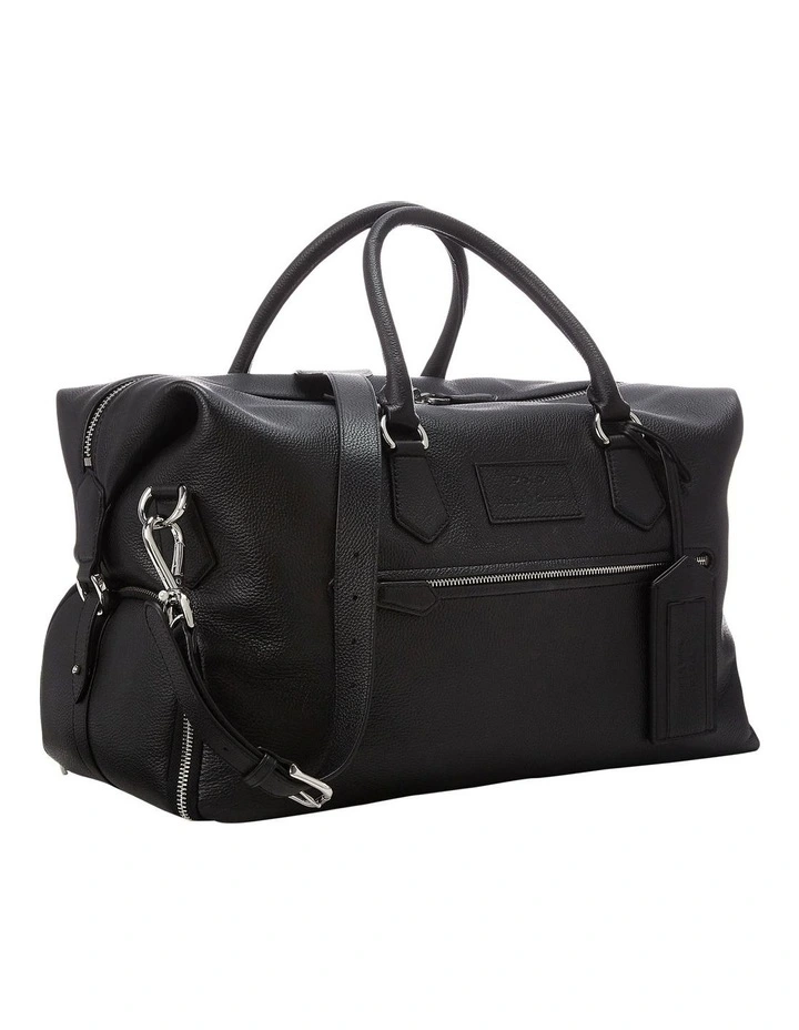 Pebbled Leather Duffel in Black