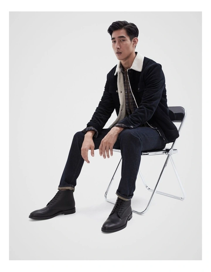 Soho Long Leather Boot in Black