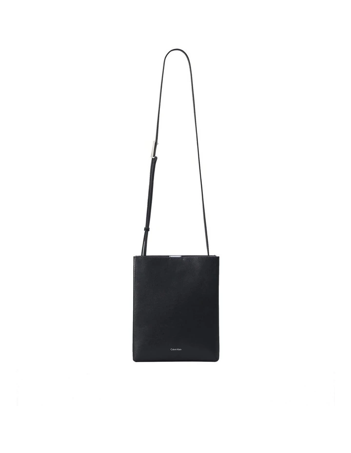 Line Leather Crossbody Bag in Black