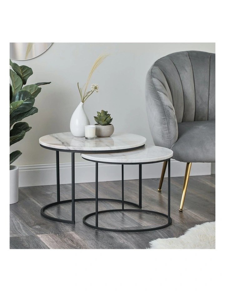 Marble Miles Nested Coffee Table Set Black