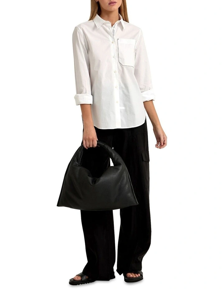 Ariel Tape Trim Cotton Shirt in White
