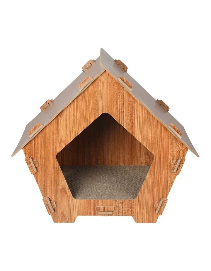 Cat Condo House Scratching Board in Brown