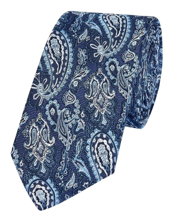 Mixed Paisley Tie 8.5Cm in Blue