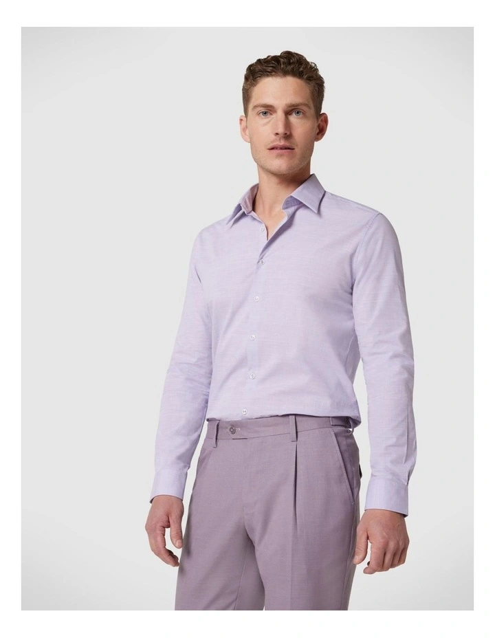 Regular Fit Long Sleeve Slub Texture Shirt in Lilac